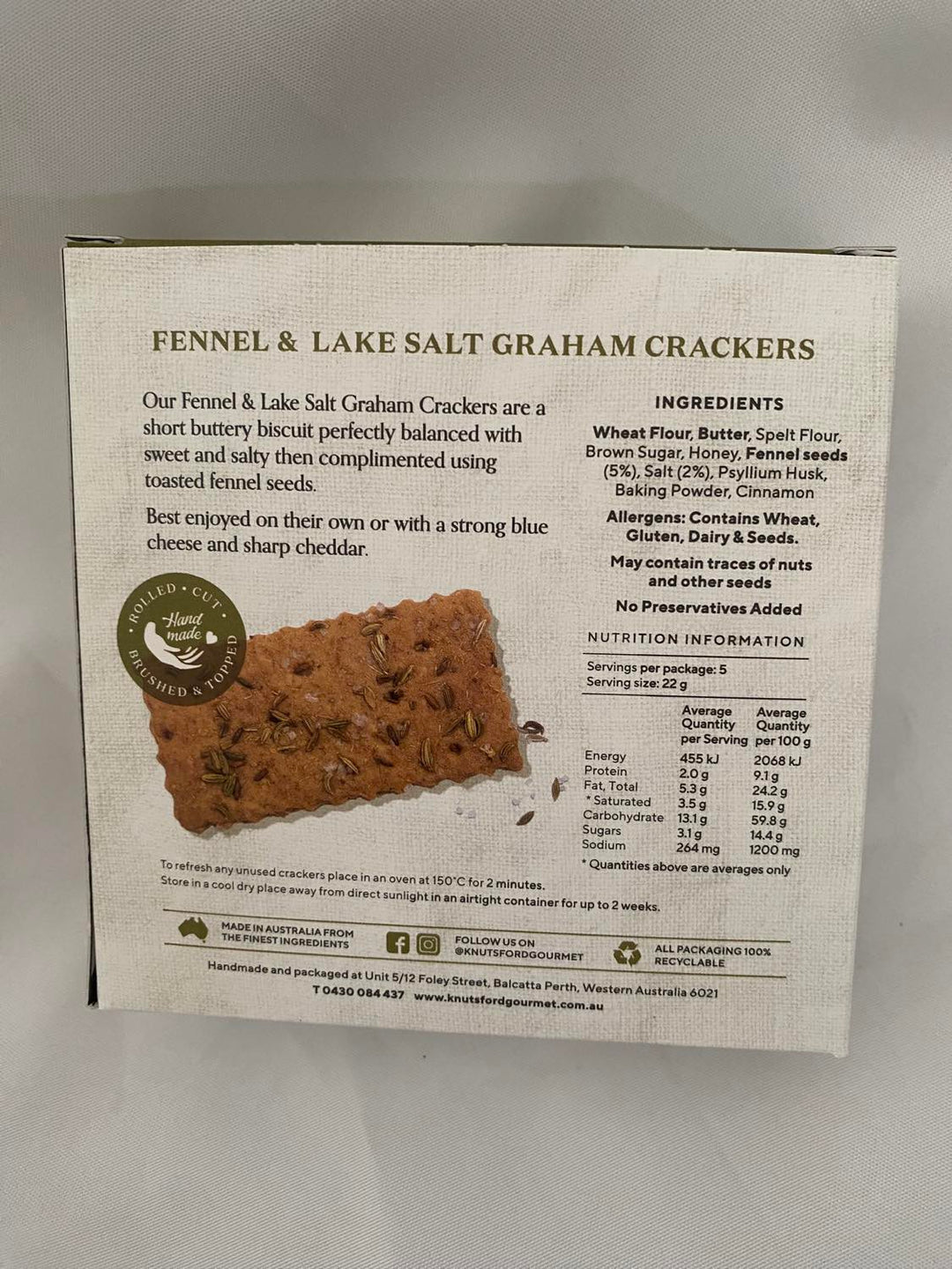 Knutsford Gourmet - Fennel &amp; Lake Salt Graham Crackers