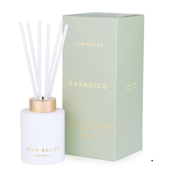 Nina Bailey Paradiso, Lime Basil Mandarin Soy Candle, Diffuser &amp; sweet treat Gift box