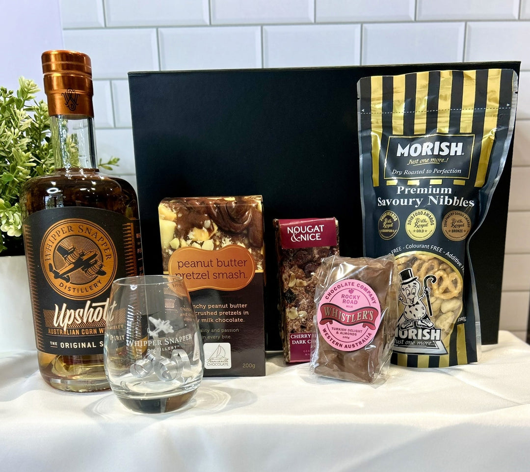 Upshot Whiskey, Whipper Snapper glass &amp; tasty snacks